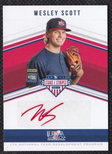 Wesley Scott 2018 USA Stars Stripes 14U Autograph SSP /10 Red Ink Rookie #SS-WS