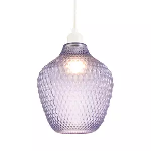 Designer Soft Lilac and Purpler Curvy Diamond Etched Glass Pendant Lamp Shade... - Picture 1 of 7