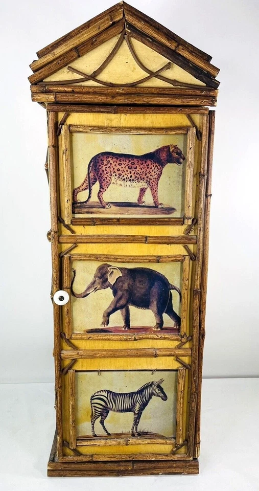 Primitive Adirondack Twig Craft Cupboard Safari Animal Leopard Elephant Zebra  - Image 1 of 4