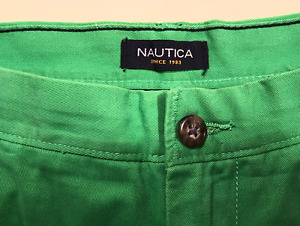 Nautica Casual, Boating, Chino Shorts 34x9.5 Color Light/Med Green 100%Cotton