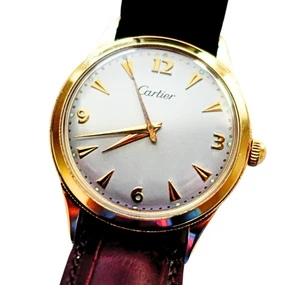 Vintage Cartier Mens Watch 1930 Solid Yellow Gold Automatic J. Schulz RARE - Picture 1 of 10