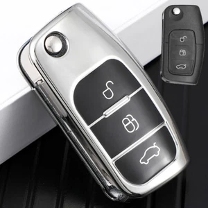Custodia guscio chiave pieghevole TPU morbida per Ford Fiesta Focus Galaxy Kuga S-Max Mondeo - Foto 1 di 6
