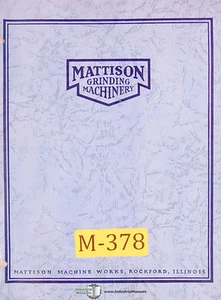 Mattison Hydraulic Surface Grinder, Pumps & Transmissions Operation Manual 1954 - Picture 1 of 5