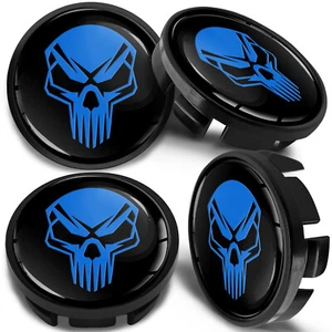 Radnabenkappen 65 mm kompatibel mit VW (Ref 3B7 601 171) Totenkopf blau - Bild 1 von 5