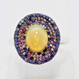 Multicolor Opal Fancy Saphir Ring 925 Silber 585 Weißgold vergoldet 19,1 mm 60 - Bild 1 von 5
