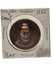 Ulysses S Grant brass token Hi-relief 32mm Marked Wahl Co 1962 Near Mint Cond. - Picture 1 of 3
