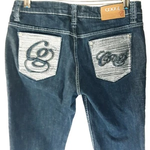 Coogi Jeans Womens Sz 5/6 Coogi Logo on Pockets Straight Leg Low Rise Dark Blue - Picture 1 of 12