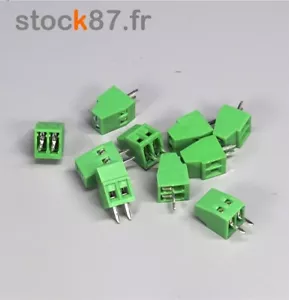 975-2# Bornier à vis vert 2 plots 10 pcs borniers CI -- pas 2,54mm - Foto 1 di 2