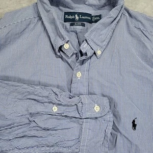 Camisa Ralph Lauren Para Hombres XXL Azul Negro Pequeña Guinga Manga Larga - Imagen 1 de 9