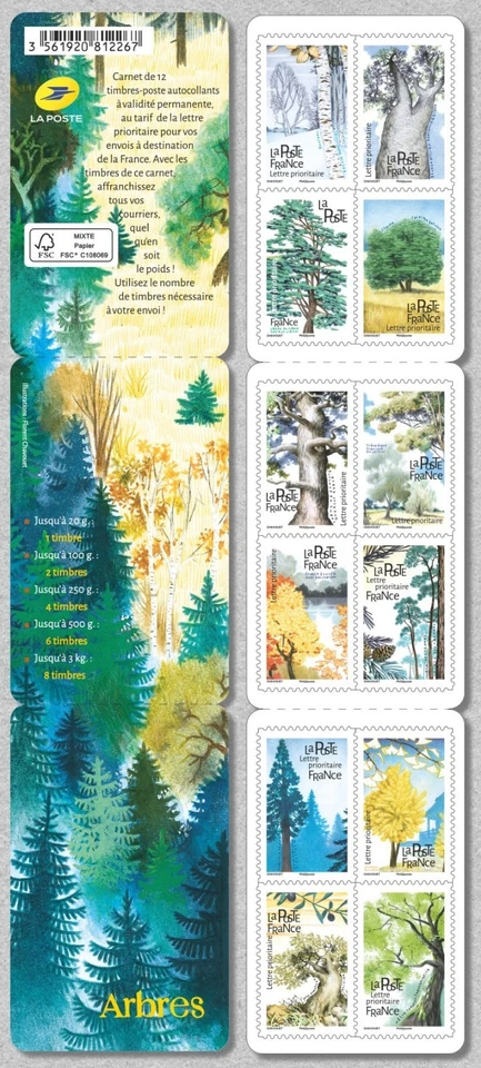 france 2018 booklet trees arbres alboreto Baum árbol boom Baobab Ginkgo 12v mnh  - Image 1 of 1