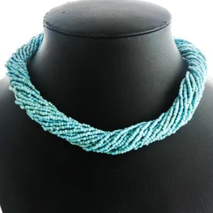 "Delicioso collar de gargantillas con cuentas turquesa de 30 hebras, 21" - Imagen 1 de 3