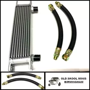 CLASSIC MINI OIL COOLER 10 ROW KIT INC. RUBBER HOSES AUSTIN MORRIS CAR PIPES - Picture 1 of 1
