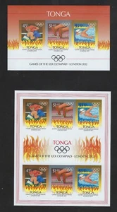TONGA SCOTT # 1187a,1187b LONDON OLYMPICS IMPERF S/S MNH - Picture 1 of 1
