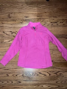THE NORTH FACE WOMENS SWEATER Medium PINK PULLOVER FLEECE 1/4 ZIP - Picture 1 of 4