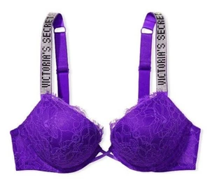 VICTORIAS SECRET VERY SEXY BOMBSHELL ADD 2 CUPS SHINE STRAP SUPER PUSH-UP BRA - Picture 1 of 28