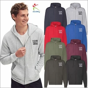 Personalised Fruit of the Loom Any Text Embroidered Hooded Sweatshirt Hood S-2XL - Picture 1 of 15