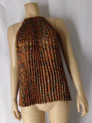 Camisa sin mangas plisada MICHAEL KORS XSmall Terracota cadena tono dorado rojo nueva con etiquetas Foto 1 de 4