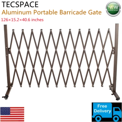 Puerta de barricada portátil de aluminio TECSPACE 126 × 15,2 × 40,6 pulgadas con ruedas  Foto 1 de 4