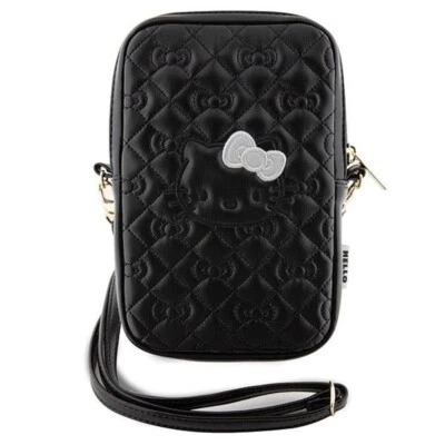 Hello Kitty Quilted Bows Phone Pouch Cross Body Bag Black - Image 1 of 4