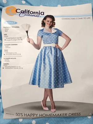 Disfraces California Años 50 Feliz Amas de Casa Vestido Disfraz Adulto L/XL 10-14 Foto 1 de 2