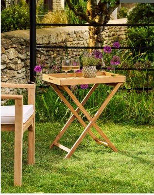 NQP GARDEN TRADING Hidcote Folding Butlers Tray & Stand Teak BUTTLERSTEA