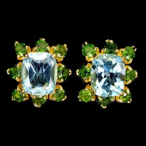 925 Sterling Silver Earrings Antique Topaz Chrome Diopside Gemstone Jewelry - Picture 1 of 14