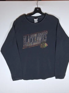 Chicago Blackhawks Hockey Herren Waffelstrick Langarmshirt NHL schwarz Henley L - Bild 1 von 6