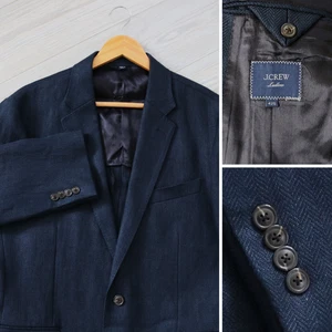 J.CREW Ludlow Blazer Men's 42S Navy Herringbone Italian Wool Notch Sport Coat - Picture 1 of 7