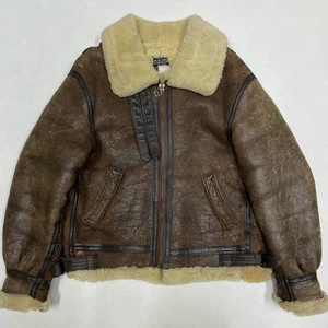 AVIREX Type B-3 Real Mouton Bomber Lamb Leather Flight Jacket Brown Size 40 - Picture 1 of 9