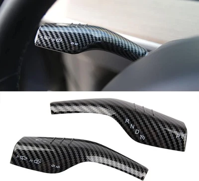 For Tesla Model 3 Y Gear Shift Wiper Lever Cover Trim Accessories Carbon Fiber Foto 1 de 4