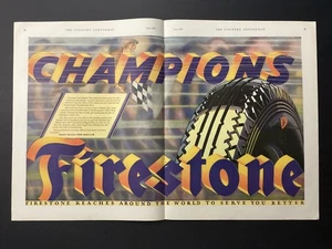1929 Firestone Reifen zweiseitige Printanzeige "Firestone erreicht die Welt" - Bild 1 von 1