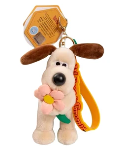 Wallance Gromit Dog Flower Plush Key Fob KeyChain Bag Purse Charm Khaki Holder - Picture 1 of 2