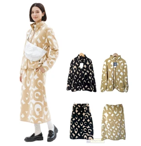 CHAQUETA Y FALDA UNIQLO X MARIMEKKO POLAR CREMALLERA COMPLETA BEIGE NEGRA NUEVA Japón - Imagen 1 de 9