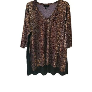 Karen Kane Top Bluse Damen 2X Kupfer Samt Animal Print Urlaub Party - Bild 1 von 5