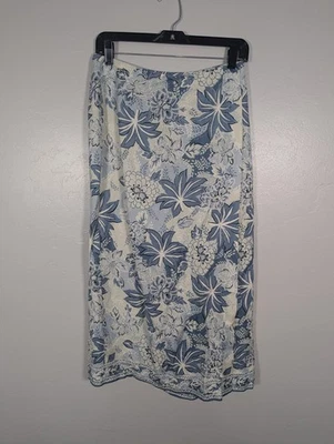 Falda envolvente Talbots para mujer 8 mezcla de lino azul costero floral resort crucero Foto 1 de 4