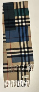 Burberry Scarf 100%Cashmere, Multicolour Check Pattern Made In Scotland - Bild 1 von 8