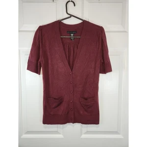 Maglione cardigan donna tg XS apostrofo rosso marrone manica corta - Foto 1 di 7