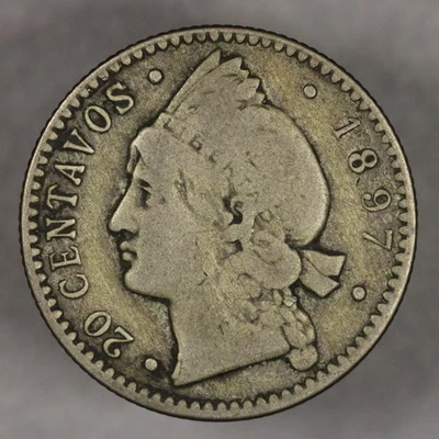 20 centavos de plata República Dominicana 1897 Foto 1 de 2