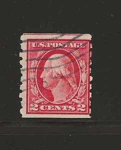 US Scott #413 used 2c carmine 1912 Washington perf 8.5 vertical coil, light canc - Picture 1 of 2