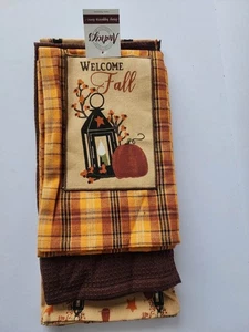 Audrey's Tea Towels Set/3 Welcome Fall/Autumn/Pumpkin 17" W x 27"H NWT - Picture 1 of 4