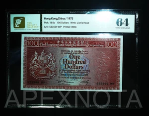 HONG KONG $100 1973 P185 CU 64 CHOICE UNC HSBC LYCHEE RED RARE DATE - Picture 1 of 2