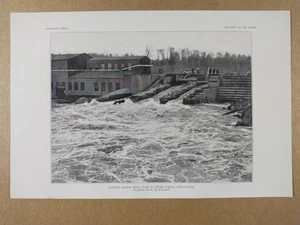 Molino de papel inferior del río Flambeau Presa Park Falls Wisconsin 1908 página de placa de fotos - Imagen 1 de 1