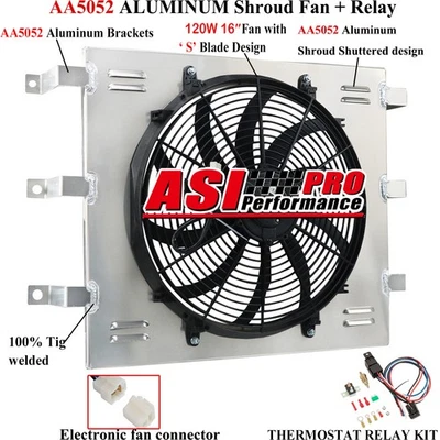 Aluminum Shroud Fan+Relay fit 1955-1959 56 Chevy Truck Pickup GMC Suburban Panel Foto 1 de 4