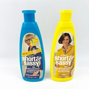 TWO Vintage 1976 Clairol Short & Sassy Conditioners Yellow Blue 7 oz ea Unused - Picture 1 of 7