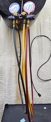 Yellow Jacket Titan 4 Valve Test and Charging Manifold w/ Hoses  - Image 1 of 4