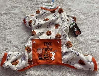 Peanuts SNOOPY Charlie Brown Halloween Truco o trato Terciopelo PERRO PIJAMA Talla S Foto 1 de 4