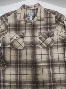 Pendleton Boardshirt Damen M 100% Schurwolle hellbraun schwarz kariert - Bild 1 von 9