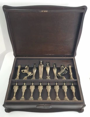 XXL LARGE metal chess set with wooden box - Renaissance theme - Photo 1/4