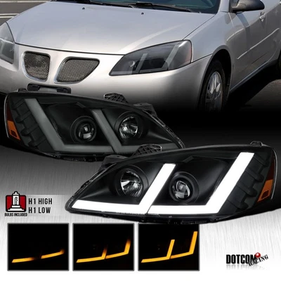 Fit 2005-2010 Pontiac G6 Black Smoke Projector Headlights LED Sequential Signal Foto 1 de 4