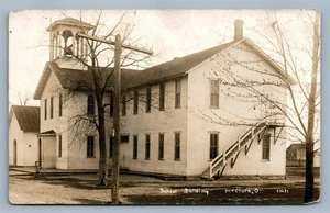 McCLURE OH SCHOOL BUILDING ANTIQUE REAL PHOTO POSTCARD RPPC - Picture 1 of 2